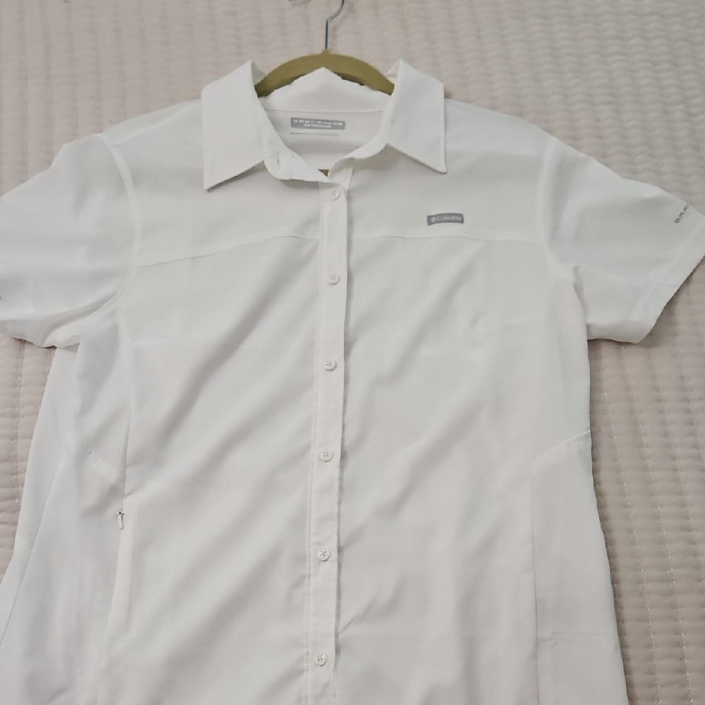 White Short Sleeve Button-Up Shirt